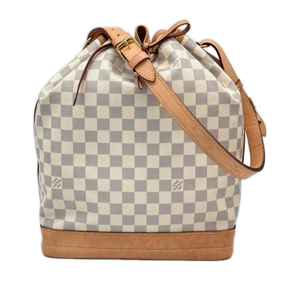 LOUIS VUITTON Azur Noe N42222 Handbag, White/Gray, Natural Leather, Women's